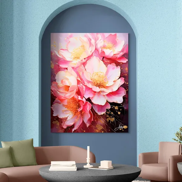 Pink_Floral_Art_Romantic_Flower_Elegant_Canvas_Painting_For_Home_And_Offices