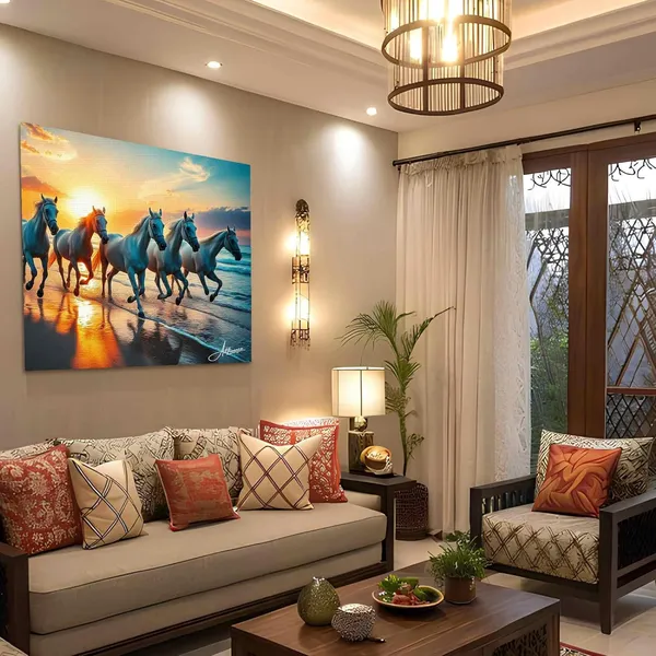 Seven_Horses_Art_Beach_Scene_380_Canvas_Painting_For_Home_And_Offices