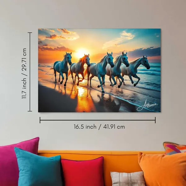 Seven_Horses_Art_Beach_Scene_380_Canvas_Painting_For_Home_And_Offices