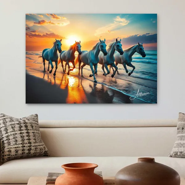 Seven_Horses_Art_Beach_Scene_380_Canvas_Painting_For_Home_And_Offices