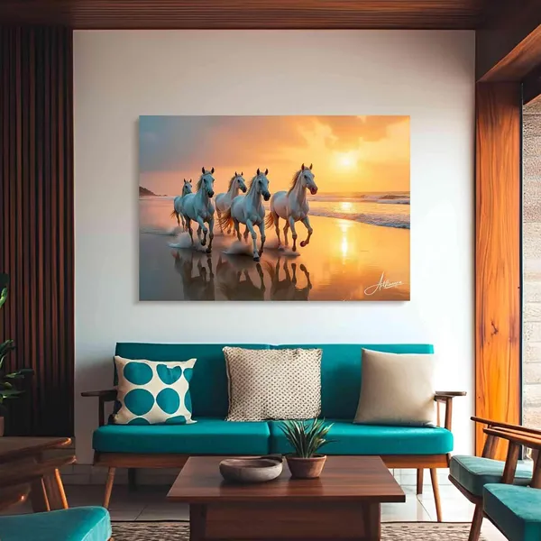 Seven_Horses_Art_Dreamy_Sunset_380_Canvas_Painting_For_Home_And_Offices
