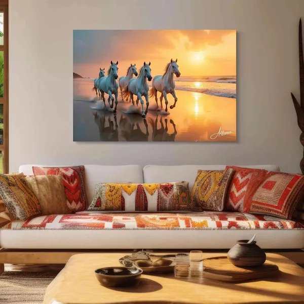 Seven_Horses_Art_Dreamy_Sunset_380_Canvas_Painting_For_Home_And_Offices