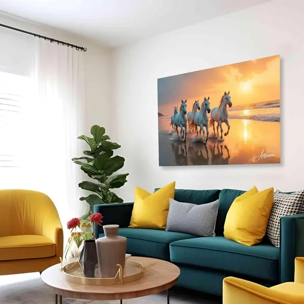 Seven_Horses_Art_Dreamy_Sunset_380_Canvas_Painting_For_Home_And_Offices