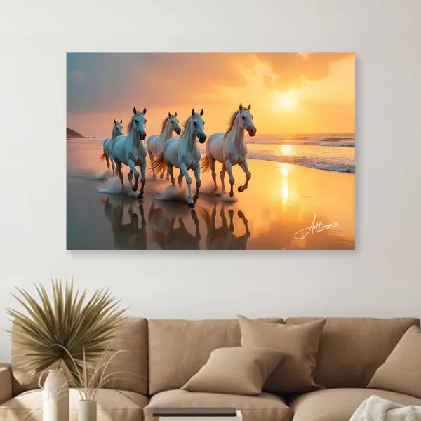 Seven_Horses_Art_Dreamy_Sunset_380_Canvas_Painting_For_Home_And_Offices