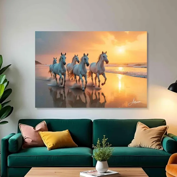 Seven_Horses_Art_Dreamy_Sunset_380_Canvas_Painting_For_Home_And_Offices