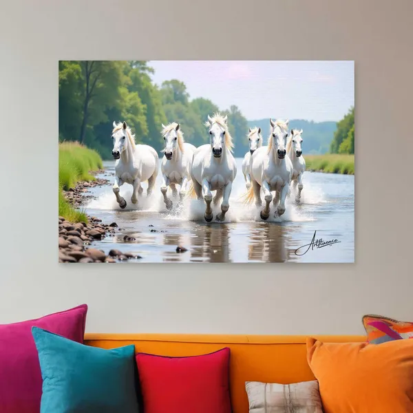 Seven_Horses_Art_White_380_Canvas_Painting_For_Home_And_Offices