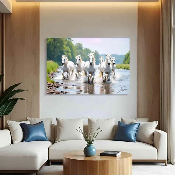 Seven_Horses_Art_White_380_Canvas_Painting_For_Home_And_Offices
