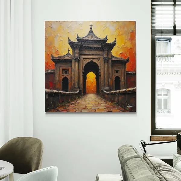 Rustic_Monument_Archway_Cafes_Decor_Showpiece_Canvas_Painting_For_Home_And_Offices