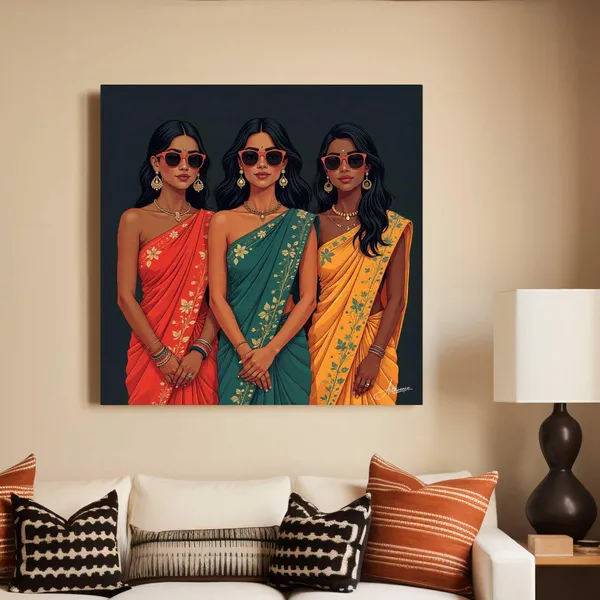 Woman_Saree_Indian_Culture_Modern_Pine_Canvas_Painting_For_Home_And_Offices
