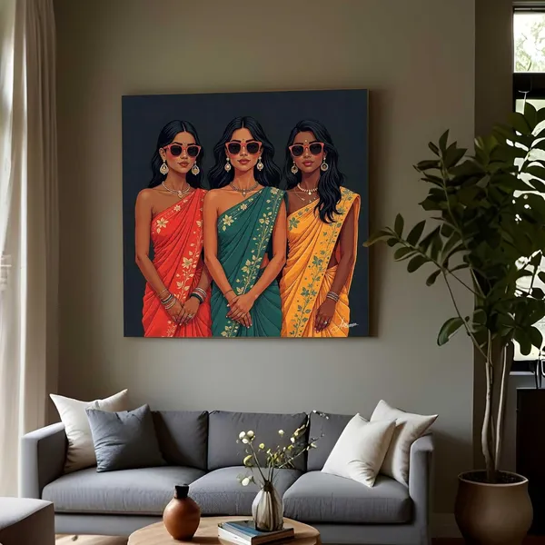 Woman_Saree_Indian_Culture_Modern_Pine_Canvas_Painting_For_Home_And_Offices