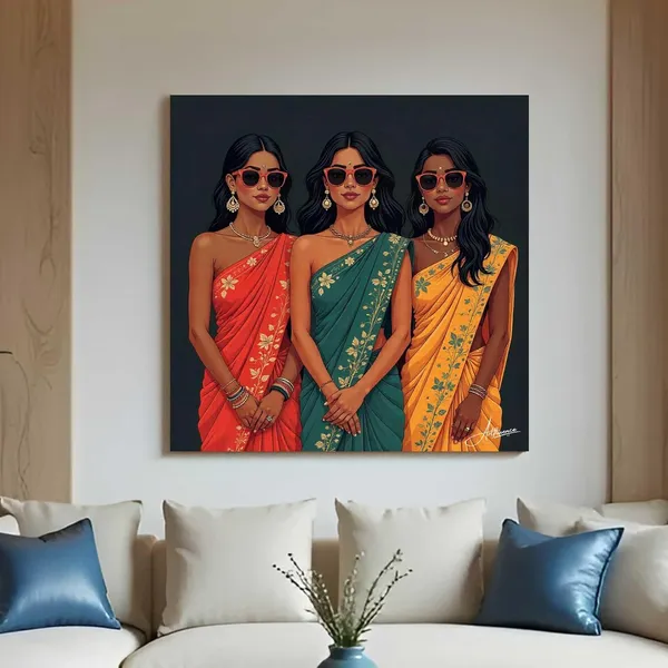 Woman_Saree_Indian_Culture_Modern_Pine_Canvas_Painting_For_Home_And_Offices