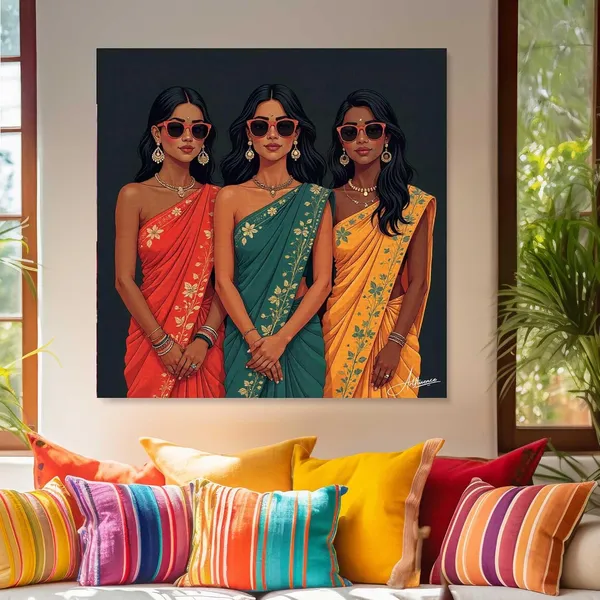 Woman_Saree_Indian_Culture_Modern_Pine_Canvas_Painting_For_Home_And_Offices
