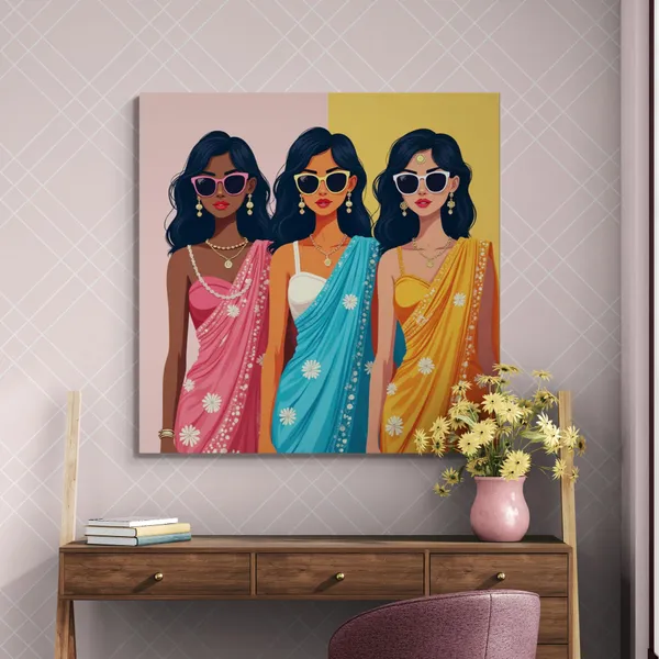 Traditional_Women_Modern_Lady_Saree_Canvas_Painting_For_Home_And_Offices