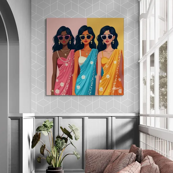 Traditional_Women_Modern_Lady_Saree_Canvas_Painting_For_Home_And_Offices