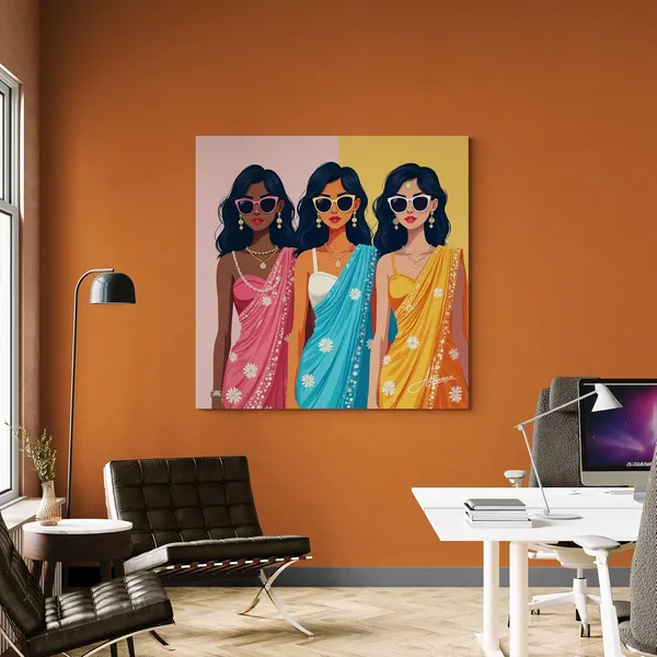 Traditional_Women_Modern_Lady_Saree_Canvas_Painting_For_Home_And_Offices