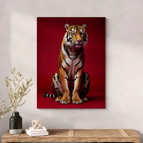 Tiger_Seated_Animal_Print_Red_Canvas_Painting_For_Home_And_Offices