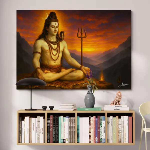 Lord_Shiva_Horizontal_Vastu_Art_Warm_Canvas_Painting_For_Home_And_Offices