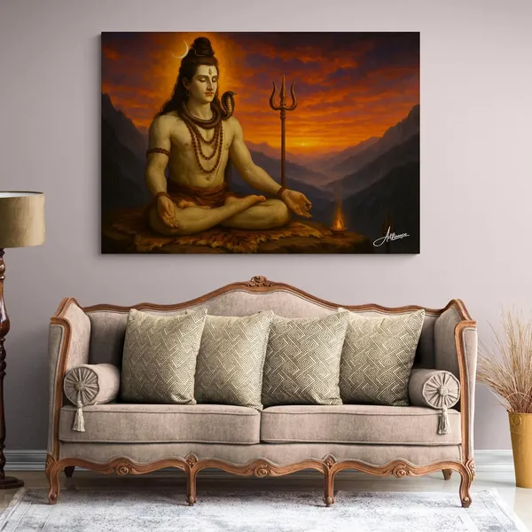 Lord_Shiva_Horizontal_Vastu_Art_Warm_Canvas_Painting_For_Home_And_Offices