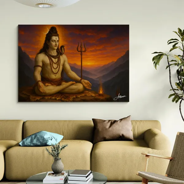 Lord_Shiva_Horizontal_Vastu_Art_Warm_Canvas_Painting_For_Home_And_Offices