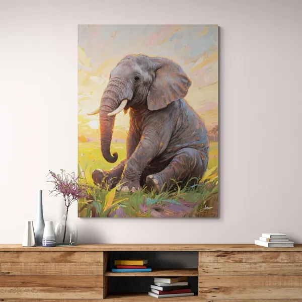 Cute_Vastu_Baby_Elephant_Decor_Hand_Painted_Canvas_Painting_For_Home_And_Offices
