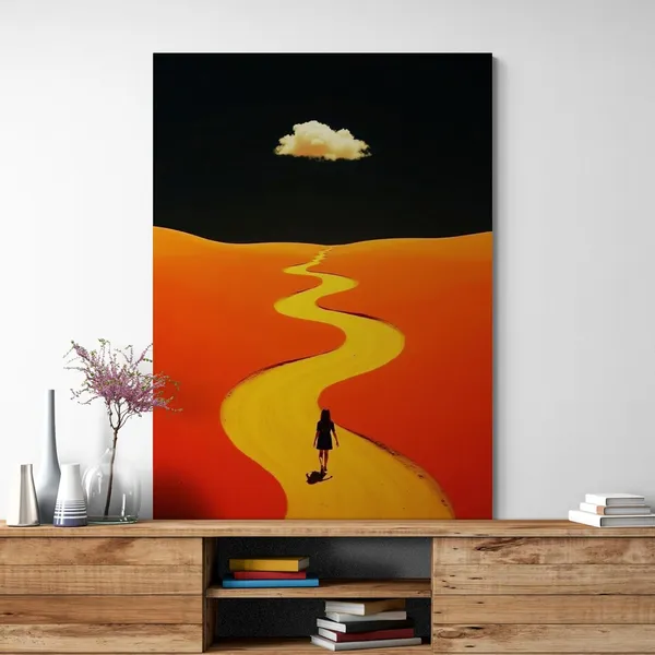 Paintings_Woman_Long_Wavy_Road_Modern_Canvas_Painting_For_Home_And_Offices