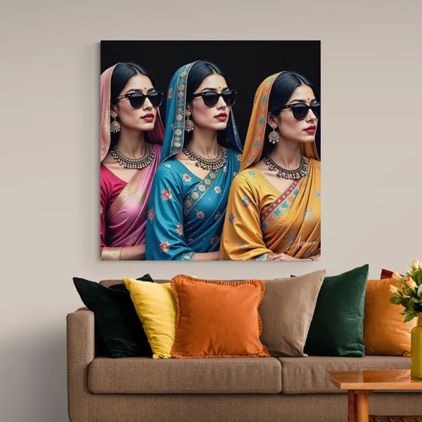 Traditional_Women_Indian_Female_Art_Saree_Canvas_Painting_For_Home_And_Offices