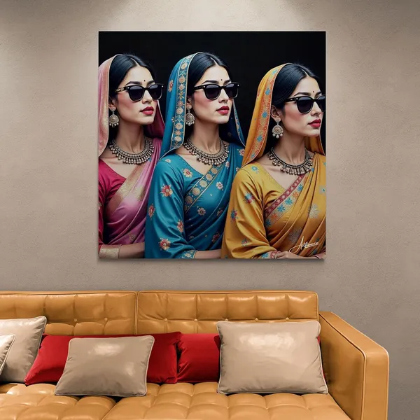 Traditional_Women_Indian_Female_Art_Saree_Canvas_Painting_For_Home_And_Offices