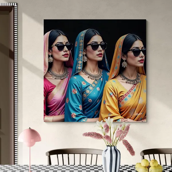Traditional_Women_Indian_Female_Art_Saree_Canvas_Painting_For_Home_And_Offices