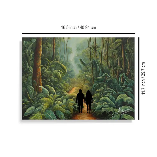 Couple_Walking_Nature_Verdant_Odyssey_Wrapped_Canvas_Painting_For_Home_And_Offices