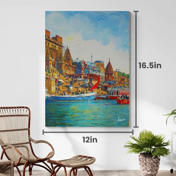 Banaras_Ghat_Kashi_Varanasi_Warm_Tone_Canvas_Painting_For_Home_And_Offices