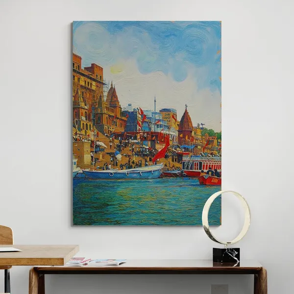 Banaras_Ghat_Kashi_Varanasi_Warm_Tone_Canvas_Painting_For_Home_And_Offices