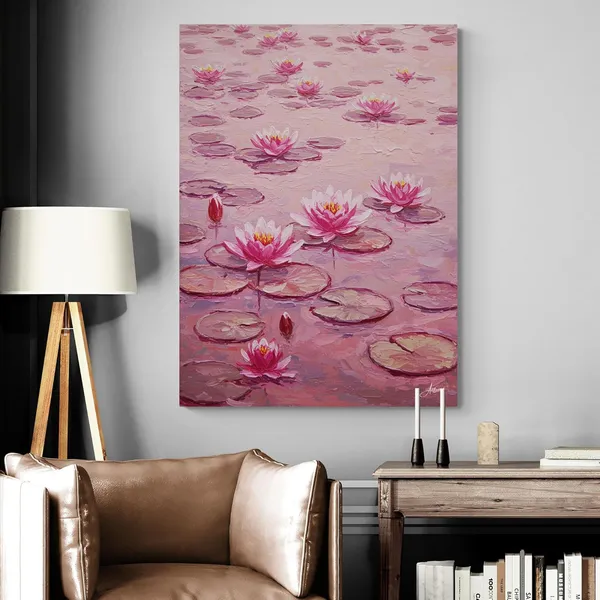 Flowers_Vastu_Water_Lily_Cafes_Eclectic_Canvas_Painting_For_Home_And_Offices