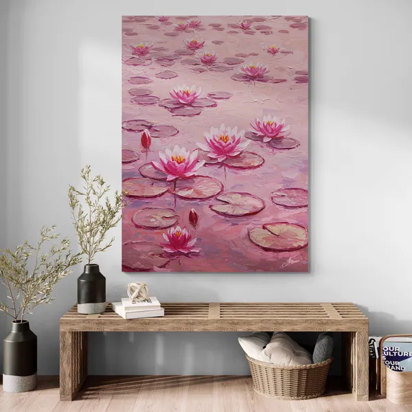 Flowers_Vastu_Water_Lily_Cafes_Eclectic_Canvas_Painting_For_Home_And_Offices