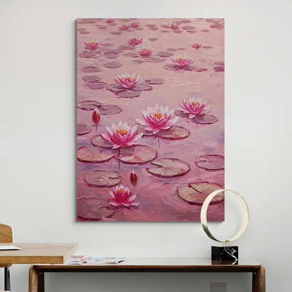 Flowers_Vastu_Water_Lily_Cafes_Eclectic_Canvas_Painting_For_Home_And_Offices