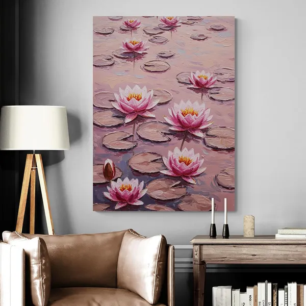 Flowers_Vastu_Water_Lily_Cafes_Eclectic_Canvas_Painting_For_Home_And_Offices