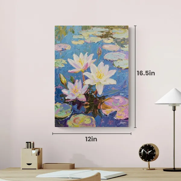 Flowers_Vastu_Water_Lily_Cafes_Watercolor_Canvas_Painting_For_Home_And_Offices