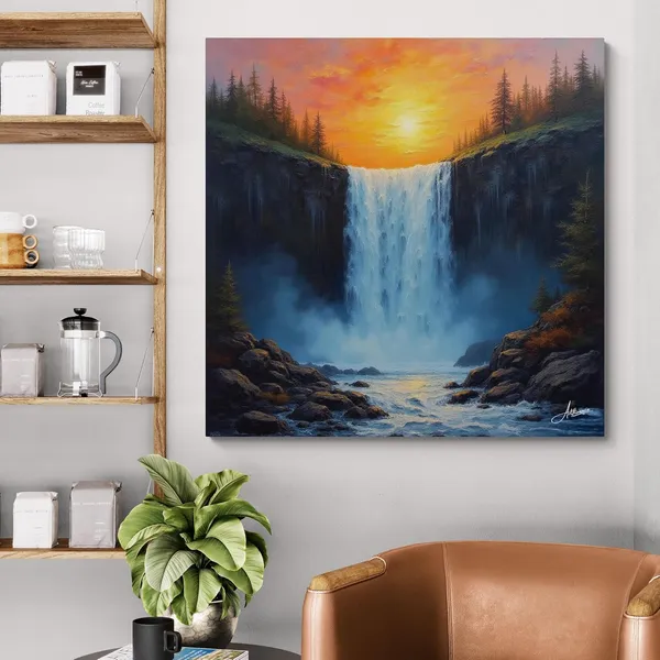 Waterfall_Vastu_Heavy_Flow_Water_Landscape_Canvas_Painting_For_Home_And_Offices