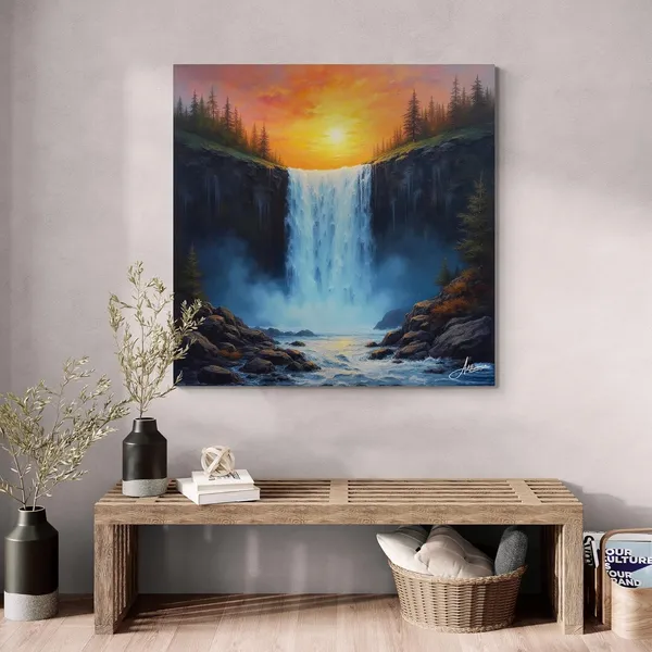 Waterfall_Vastu_Heavy_Flow_Water_Landscape_Canvas_Painting_For_Home_And_Offices
