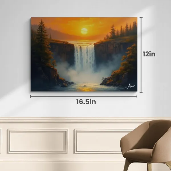 Waterfall_Sunset_Vastu_Big_Size_Art_Canvas_Painting_For_Home_And_Offices