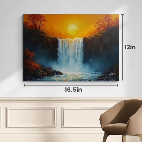 Waterfall_Sunset_Vastu_Big_Size_Art_Canvas_Painting_For_Home_And_Offices