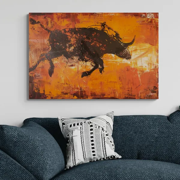 Charging_Bull_Abstract_Framed_Art_Luxury_Canvas_Painting_For_Home_And_Offices