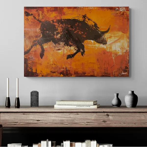 Charging_Bull_Abstract_Framed_Art_Luxury_Canvas_Painting_For_Home_And_Offices