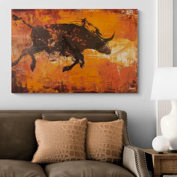Charging_Bull_Abstract_Framed_Art_Luxury_Canvas_Painting_For_Home_And_Offices