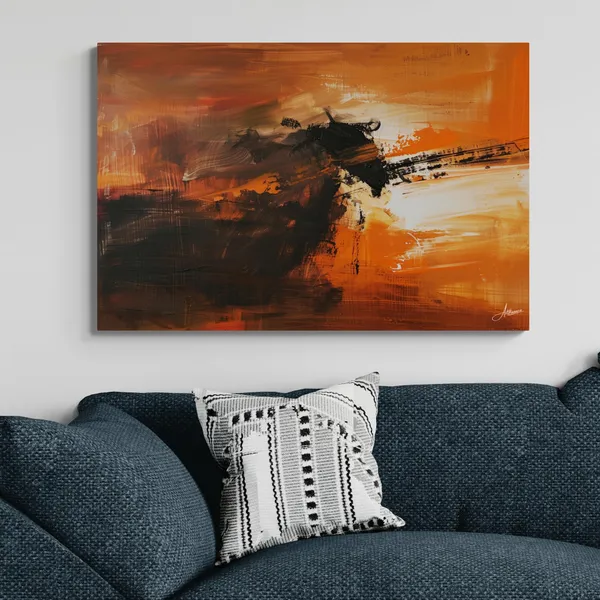 Charging_Bull_Modern_Abstract_Framed_Art_Canvas_Painting_For_Home_And_Offices