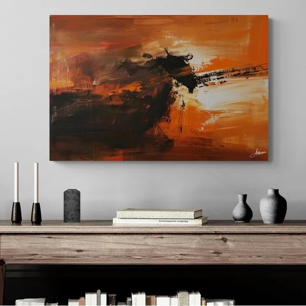 Charging_Bull_Modern_Abstract_Framed_Art_Canvas_Painting_For_Home_And_Offices