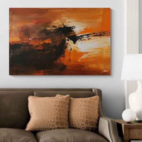 Charging_Bull_Modern_Abstract_Framed_Art_Canvas_Painting_For_Home_And_Offices