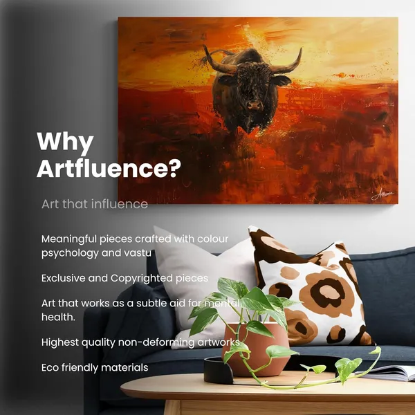 Charging_Bull_Modern_Abstract_Framed_Art_Canvas_Painting_For_Home_And_Offices