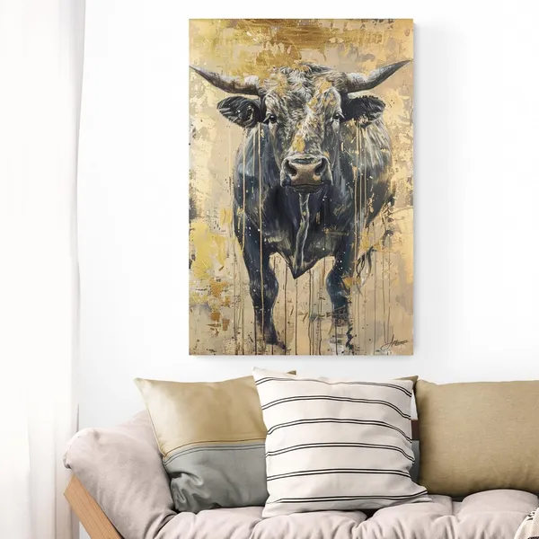 Majestic_Black_Bull_Premium_Framed_Art_Canvas_Painting_For_Home_And_Offices