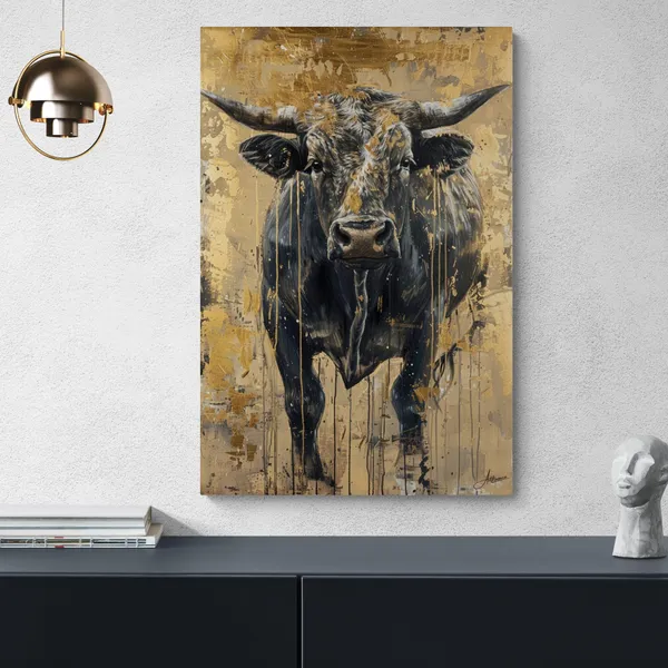Majestic_Black_Bull_Premium_Framed_Art_Canvas_Painting_For_Home_And_Offices