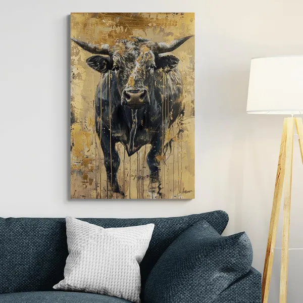 Majestic_Black_Bull_Premium_Framed_Art_Canvas_Painting_For_Home_And_Offices